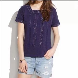 Madewell eyelet short sleeve square neck top